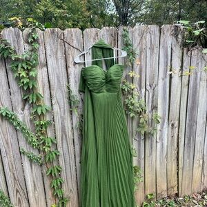 Strapless Forest Green Evening Dress